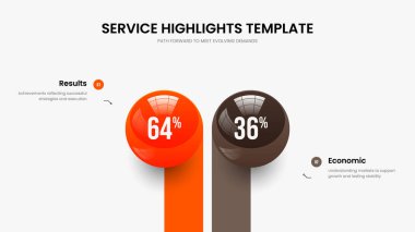 Creative Showcase 2 Option Infographic Frame Design. Satış Kampanyası İki Element Grafik Slayt Şablonu. Ürün İçgörü Sunum Düzeni Vektör İllüstrasyonu.