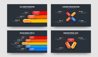 Atılgan Insight 3-4-5 Element Infographic Frame Vektör Çizim Paketi. Dijital Çözüm 345 Seçenek Diyagramı Sunum Şablonu Ayarları.