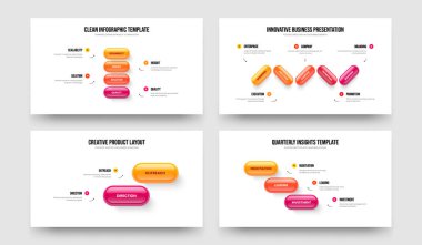 Satış Portföyü 4523 Adım Diyagramı Sunum Düzeni Koleksiyonu. Profesyonel Profil 4-5-2-3 Element Bilgi Kaydırma Tasarım Vektörü İllüstrasyonu.