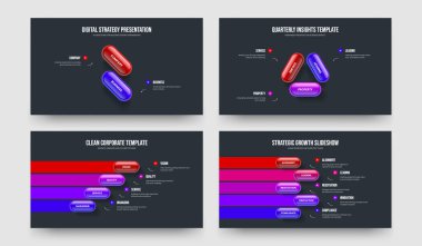 Pazar Önerisi 2345 Adım Diyagram Şablonu Ayarlandı. Görsel Fırlatma 2-3-4-5 Seçenek Bilgileri Sunum Düzeni Vektör Çizim Paketi.