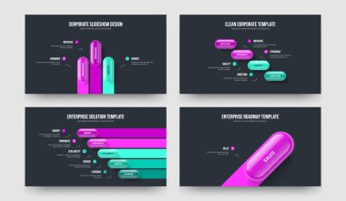 Profesyonel Rapor Üç Dört Beş Bir Seçenek Bilgi Çerçeve Tasarım Vektör İllüstrasyon Koleksiyonu. Proje Tanıtımı 345Element Diyagramı Sunum Düzeni Ayarları.