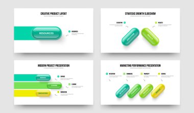Görsel Performans 1234 Element Bilgi Slayt Gösterisi Düzeni Koleksiyonu. Fırlatma Bir İki Üç Dört Adım Diyagram Kaydırma Şablonu Çizim Ayarları.