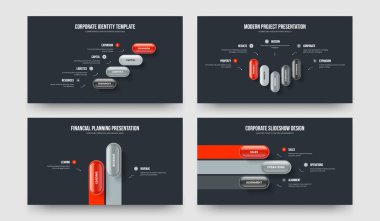 Proje Raporu 4523 Element Bilgi Sunum Düzeni Ayarlandı. Profesyonel Kampanya Dört Beş İki Üç Adım Diyagram Kaydırma Şablonu Vektör Resimleme Koleksiyonu.