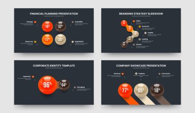 Girişim Giriş 4523 Seçenek Diyagramı Çerçeve Tasarım Paketi. Asgari Performans Dört Beş İki Üç Element Slayt Gösterisi Şablon Vektör Çizim Koleksiyonu.