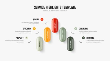 Görsel İçgörü Çerçeve Tasarım Vektörü İllüstrasyonu. Satış Planlama Beş Seçenek Diyagramı Sunum Düzeni. Şirket Kampanyası 5 Element Bilgi Kaydırma Şablonu.