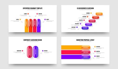 Dijital İnceleme Dört Beş İki Üç Seçenek Kaydırma Şablonu Çizim Paketi. Görsel Büyüme 4523 Element Bilgisel Slayt Gösterisi Tasarımı.