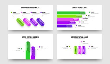 İş Fırlatma 4-5-2-3 Seçenek Slayt Gösterisi Slayt Gösterisi Vektör Çizimi Paketi. Finansal Genel Bakış 4523 Adım Bilgisel Slayt Tasarımı.