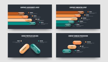 Finansal Gelişim 4523 Element Diyagram Sunum Tasarımı Koleksiyonu. İş Genel Görünümü Dört Beş İki Üç Seçenek Bilgi Kaydırma Şablonu Vektör Resimleme Paketi.
