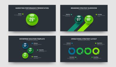 Piyasa Görselleştirme 1234 Adım Diyagram Sunum Şablonu Paketi. Dijital Plan 1-2-3-4 Seçenek Slayt Gösterisi Vektör Çizim Koleksiyonu.