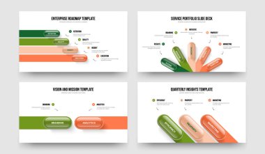 Ürün Giriş 4523 Adım Slayt Tasarımı Koleksiyonu. Reklam Geliştirme 4-5-2-3 Seçenek Slayt Gösterisi Slayt Düzeni Vektör Çizimi.