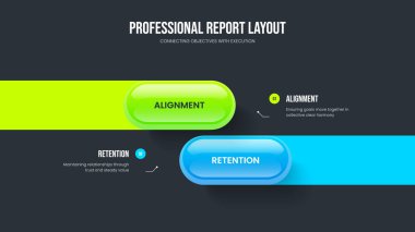 Pazar Şovu Çerçeve Tasarımı Vektör İllüstrasyonu. İş Fırlatma İki Adım Bilgisel Sunum Şablonu. Dijital Plan 2 Seçenek Diyagramı Slayt Gösterimi Düzeni.