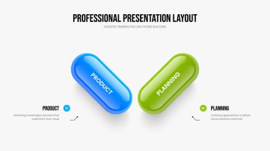 Yaratıcı Kampanya Slayt Gösterisi Düzeni Vektör İllüstrasyonu. Danışmanlık İcat İki Element Diyagram Çerçeve Tasarımı. Modern Performans 2 Adım Bilgi Kaydırma Şablonu.