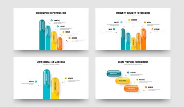Modern Insight 4523 Option Infographic Slayt Gösterisi Düzeni. Finansal Strateji 4-5-2-3 Element Diyagramı Sunum Şablonu Çizim Paketi.