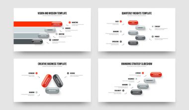 Modern Kampanya Dört Beş Üç Seçenek Diyagram Kaydırma Şablonu Çizim Kümesi. Proje Brifingi 453 Adım Bilgisel Sunum Düzeni Koleksiyonu.
