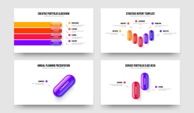Kurumsal İnceleme Dört Beş Bir İki Seçenek Slayt Gösterisi Şablon Vektör Resimleri Paketi. Modern Brifing 4512 Adım Diyagram Sunum Tasarımı Koleksiyonu.
