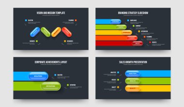 Şirket Planı 4523 Adım Bilgi Şablonu Ayarlandı. Reklam Gösterimi 4523 Seçenek Çizelgesi Slayt Düzeni Vektör Çizim Paketi.