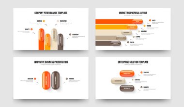 Dijital Kampanya 4-5-2-3 Element Diyagramı Sunum Şablonu Vektör Resimleri Paketi. Satış Geliştirme 4523 Seçenek Bilgisel Çerçeve Tasarımı Ayarları.