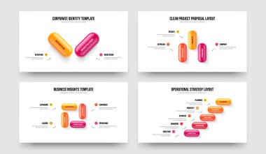Şirket Brifingi İki Üç Dört Beş Seçenek Kaydırma Planı Vektör Çizimi Paketi. Proje Planı 2345 Element Bilgi Sunum Şablonu Ayarlandı.