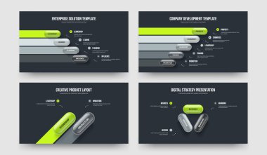 Görsel Giriş 4-5-2-3 Element Diyagram Çerçeve Tasarımı Vektör Resimleri Paketi. Kurumsal Planlama 4523 Adım Bilgi Slayt Gösterisi Yerleşimi Koleksiyonu.