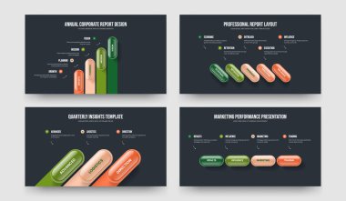 Enterprise Growth 453 Element Infographic Slayt Gösterisi Tasarım Paketi. Görsel Performans Dört Beş Üç Seçenek Diyagramı Sunum Şablonu Resmetme Ayarları.