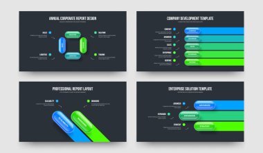 Kurumsal Genel Bakış 4523 Basamaklı Bilgi Sunum Düzeni Koleksiyonu. Atılgan Performans Dört Beş İki Üç Element Diyagram Slayt Gösterisi Şablon Vektör Çizim Paketi.
