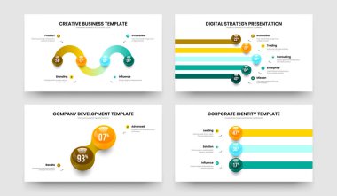 Şirket Çözümü 4523 Element Grafik Slayt Şablonu Koleksiyonu. Asgari Portföy Dört Beş İki Üç Adım Bilgisel Çerçeve Düzenleme Vektör Çizim Paketi.