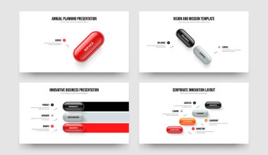 Profesyonel İcat 1234 Element Diyagram Slayt Gösterisi Tasarım Koleksiyonu. Şirket Portföyü Bir İki Üç Dört Adım Bilgi Şablonu Vektör İllüstrasyonu Ayarları.