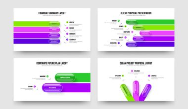 Profesyonel Geliştirme 4-5-2-3 Element Diyagram Slayt Gösterisi Tasarım Vektörü İllüstrasyonu. Satış İnovasyonu 4523 Adım Bilgisel Çerçeve Şablonu Paketi.