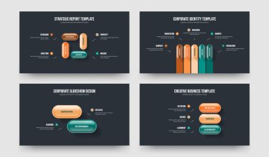 Pazarlama Planı 4523 Element Diyagramı Çerçeve Tasarımı Set. Modern Strateji 4-5-2-3 Adım Bilgi Kaydırma Şablonu Vektör Çizim Çubuğu.