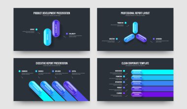 Pazarlama Raporu 2345 Seçenek Slayt Gösterisi Yerleşimi. Yaratıcı Çözüm 2-3-4-5 Element Diyagram Kaydırma Şablonu Vektör Resimleme Koleksiyonu.