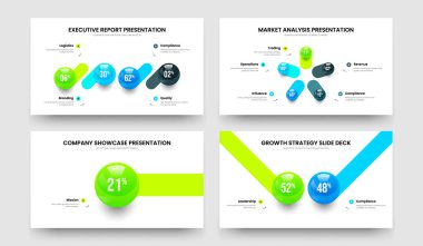 Tıbbi Gelişim 4-5-1-2 Element Bilgi Slaytı Slayt Gösterisi Vektör Çizimi Paketi. Görsel Kampanya 4512 Seçenek Grafik Slayt Tasarımı Koleksiyonu.