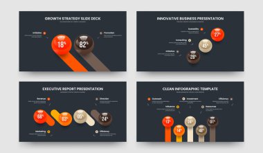 Modern Strateji İki Üç Dört Beş Eleman Diyagramı Sunum Şablonu Vektör İllüstrasyon Koleksiyonu. Kurumsal Insight 2345 Seçenek Slayt Gösterisi Düzeni Paketi.