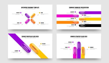 Finansal Strateji 4523 Option Infographic Slayt Gösterisi Düzeni Koleksiyonu. Görsel İçgörü 4-5-2-3 Adım Diyagram Çerçeve Tasarım Vektörü Çizimi.