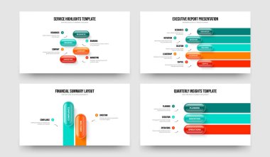 Pazarlama Geliştirme 4-5-2-3 Element Diyagram Slayt Şablonu Vektör Resimleri Paketi. Kurumsal Performans 4523 Seçenek Bilgisel Çerçeve Düzeni Ayarları.