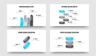 Finansal Plan Dört Beş İki Üç Adım Bilgi Sunumu Tasarım Vektör İllüstrasyon Koleksiyonu. Yatırımcı Portföyü 4523 Element Diyagramı Slayt Gösterisi Düzeni Paketi.