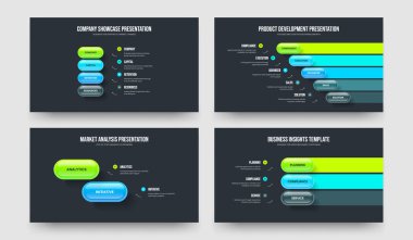 Finansal Gelişim Dört Beş İki Üç Adım Diyagram Şablon Vektör İllüstrasyon Koleksiyonu. Modern Portföy 4523 Seçenek Bilgi Kaydırma Tasarımı Paketi.