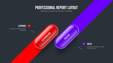Servis Stratejisi Slayt Gösterisi Şablon Vektörü İllüstrasyonu. Pazarlama Portföyü 2 Seçenek Diyagram Kaydırma Düzeni. Atılgan Hava Durumu İki Element Bilgisel Çerçeve Tasarımı.