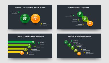 Modern Strateji İki Üç Dört Beş Element Çizelgesi Sunum Tasarımı Vektör İllüstrasyon Paketi. Minimalist Büyüme 2345 Adım Slayt Gösterisi Şablonu Ayarlandı.
