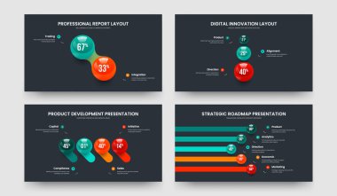 Görsel Hava Durumu İki Üç Dört Beş Adım Sunum Şablonu Vektör İllülasyon Koleksiyonu. Pazarlama Planı 2345 Seçenek Grafik Gösterisi Yerleşimi.