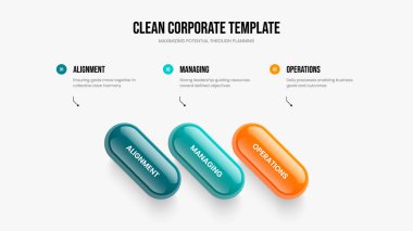 Modern Kampanya 3 Adım Infographic Slayt Gösterisi Şablonu. Yaratıcı Portföy Çerçeve Düzenleme Vektör İllüstrasyonu. Proje Performansı Üç Element Diyagramı Slayt Tasarımı.