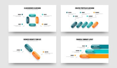 Servis Önerisi 4523 Element Diyagramı Sunum Düzeni Paketi. Yatırımcı Gözden Geçirmesi Dört Beş İki Üç Seçenek Slayt Slaytı Tasarım Vektörü Çizimi.