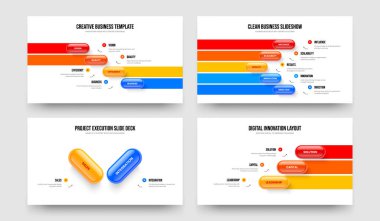 Proje Başlatma 4523 Adım Diyagram Slayt Gösterisi Tasarım Ayarları. Yaratıcı Geliştirme Dört Beş İki Üç Seçenek Bilgiler Çerçeve Düzeni Vektör İllüstrasyon Koleksiyonu.