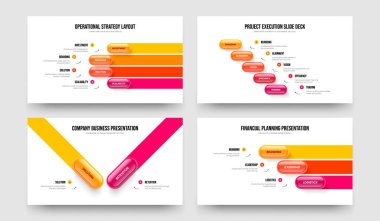 Pazarlama Önerisi 4-5-2-3 Adım Diyagram Kaydırma Düzeni Vektör Çizimi. Kurumsal Performans 4523 Seçenek Bilgi Sunum Şablonu Koleksiyonu.