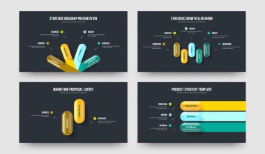 Şirket Fırlatma 4523 Element Bilgi Şablonu Ayarlandı. Yaratıcı Performans 4-5-2-3 Seçenek Slayt Gösterisi Slayt Düzeni Vektör İllüstrasyon Koleksiyonu.