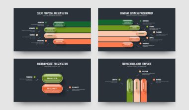 Pazarlama Brifingi Dört Beş İki Üç Adım Bilgi İşlem Çerçeve Tasarımı Vektör İllüstrasyon Paketi. İş Planlama 4523 Element Diyagramı Slayt Gösterisi Düzenleme.