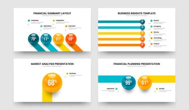 Dijital Performans Dört Beş Bir İki Adım Slayt Gösterisi Şablon Vektör Resimleri Koleksiyonu. İş Büyümesi 4512 Element Bilgi Sunumu Düzeni.