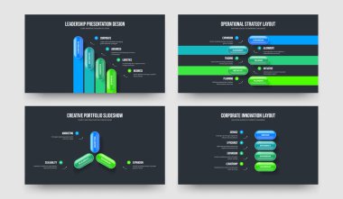 Proje Kampanyası 453 Element Bilgi Slayt Gösterisi Tasarım Paketi. Dijital İçgörü Dört Beş Üç Seçenek Diyagramı Sunum Düzeni Vektör Çizimi.