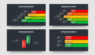 Kurumsal Gelişim 4-5-2-3 Seçenek Kaydırma Şablonu Çizim Kümesi. Finansal Genel Görünüm 4523 Element Bilgi Sunum Düzeni Koleksiyonu.