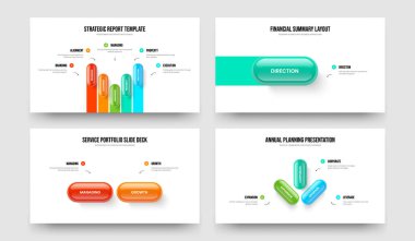 Atılgan Gözden Geçirme 5123 Adım Bilgi Sunum Şablonu Koleksiyonu. Reklam Tahmini Beş Bir İki Üç Seçenek Slayt Tasarım Vektörü Çizimi.