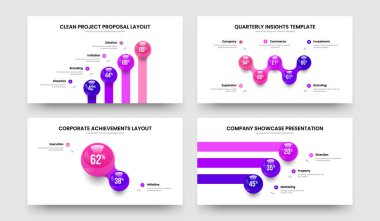 Danışmanlık Geliştirme 4-5-2-3 Element Bilgi Slaytı Slayt Gösterisi Vektör Çizim Paketi. Görsel Gözden Geçirme 4523 Adım Slayt Tasarımı.